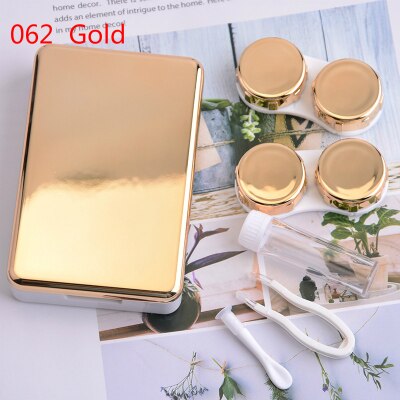 colored Contact Lens Case With Mirror women Colored Contact Lenses box eyes contact lens container J1520: 062Gold