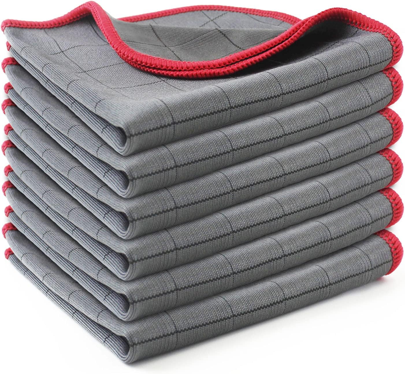 Paño de limpieza de microfibra de carbono reutilizable, 5 uds., pulido de ventanas de vidrio, sin pelusa, trapo fácil de limpiar para espejo, plato de cocina