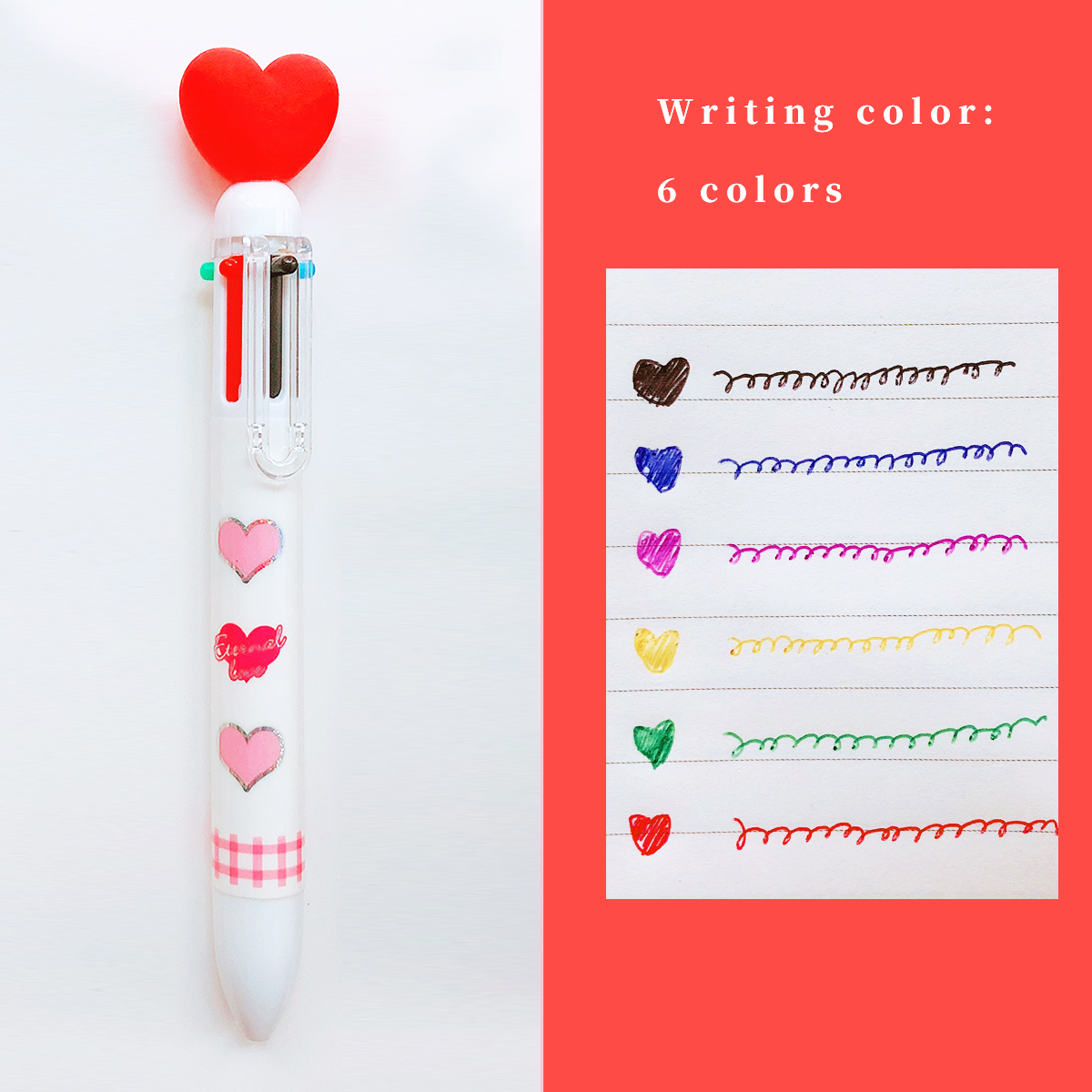 6/10 Colors Ballpoint Pen Cartoon Love 0.5mm Colorful Ink Gel Pens Silicone Kawaii Pens School Office Supplies Korean Stationery: WHITE