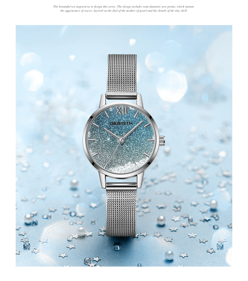 Wiedergeburt Original Damen uhren wasserdicht Treibsand lässig Zifferblatt Gittergewebe Armbinde kleine Damen uhren Mädchen Uhren