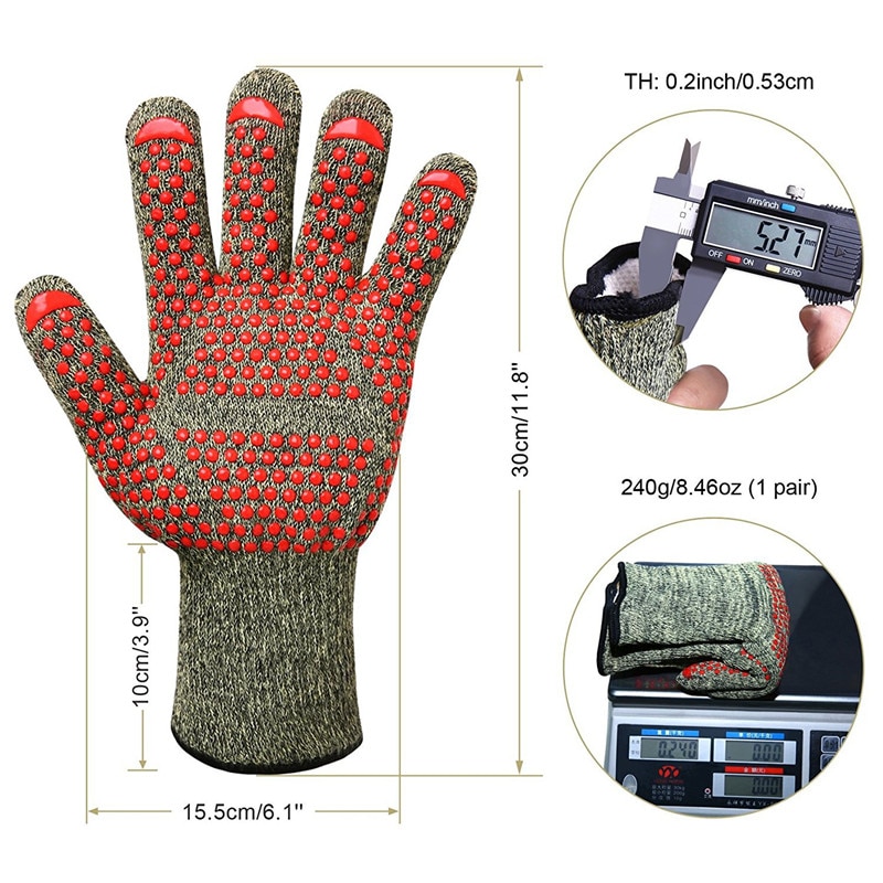 Guantes resistentes al calor para asar, barbacoa, forja, seguridad de trabajo, protección de manos