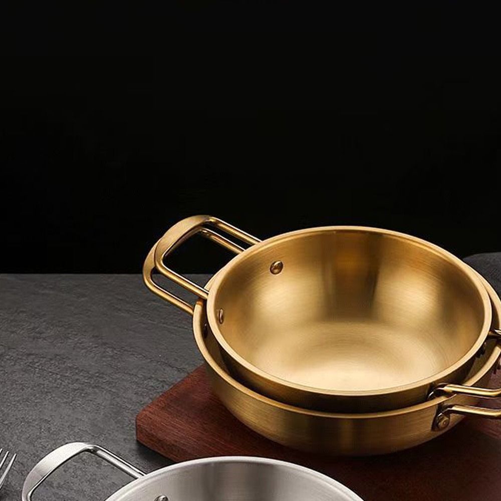 Olla de acero inoxidable para mariscos y arroz, Paella de cocina casera, platos para aperitivos de Picnic, utensilios de cocina, ollas secas con mango para Cocina