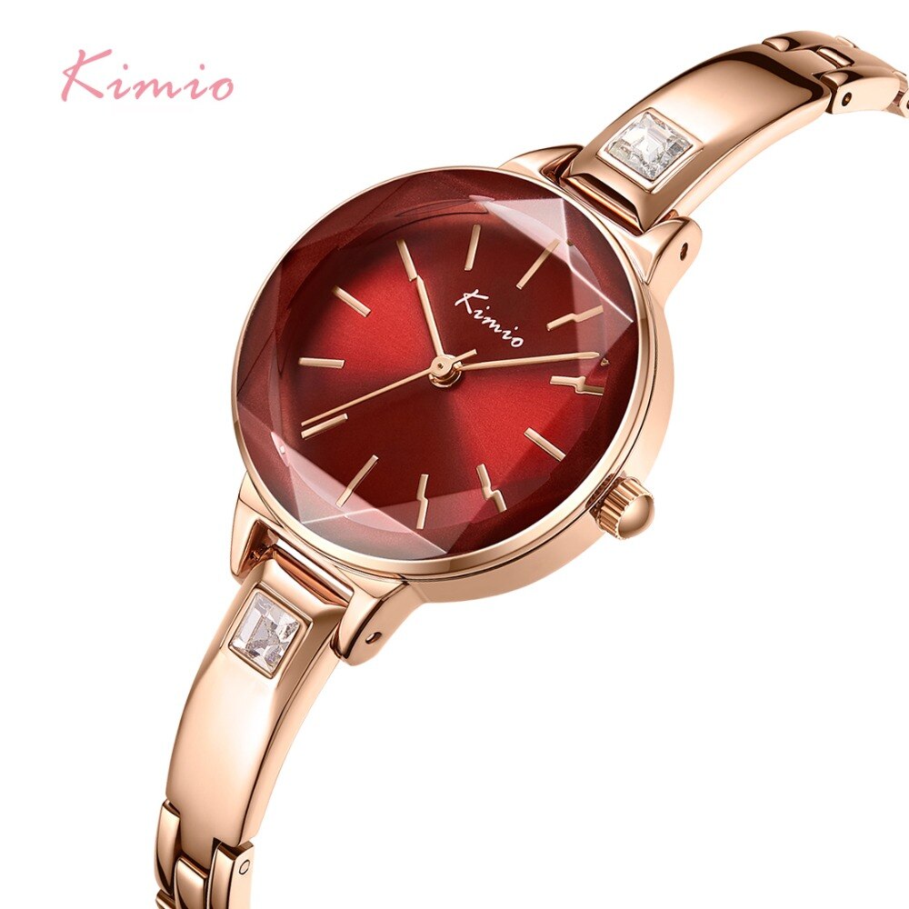 KIMIO Damen Armband Uhren Für Frauen Rot Zifferblatt Uhr Top Luxus Weibliche Armbanduhr Uhr Relogio Feminino