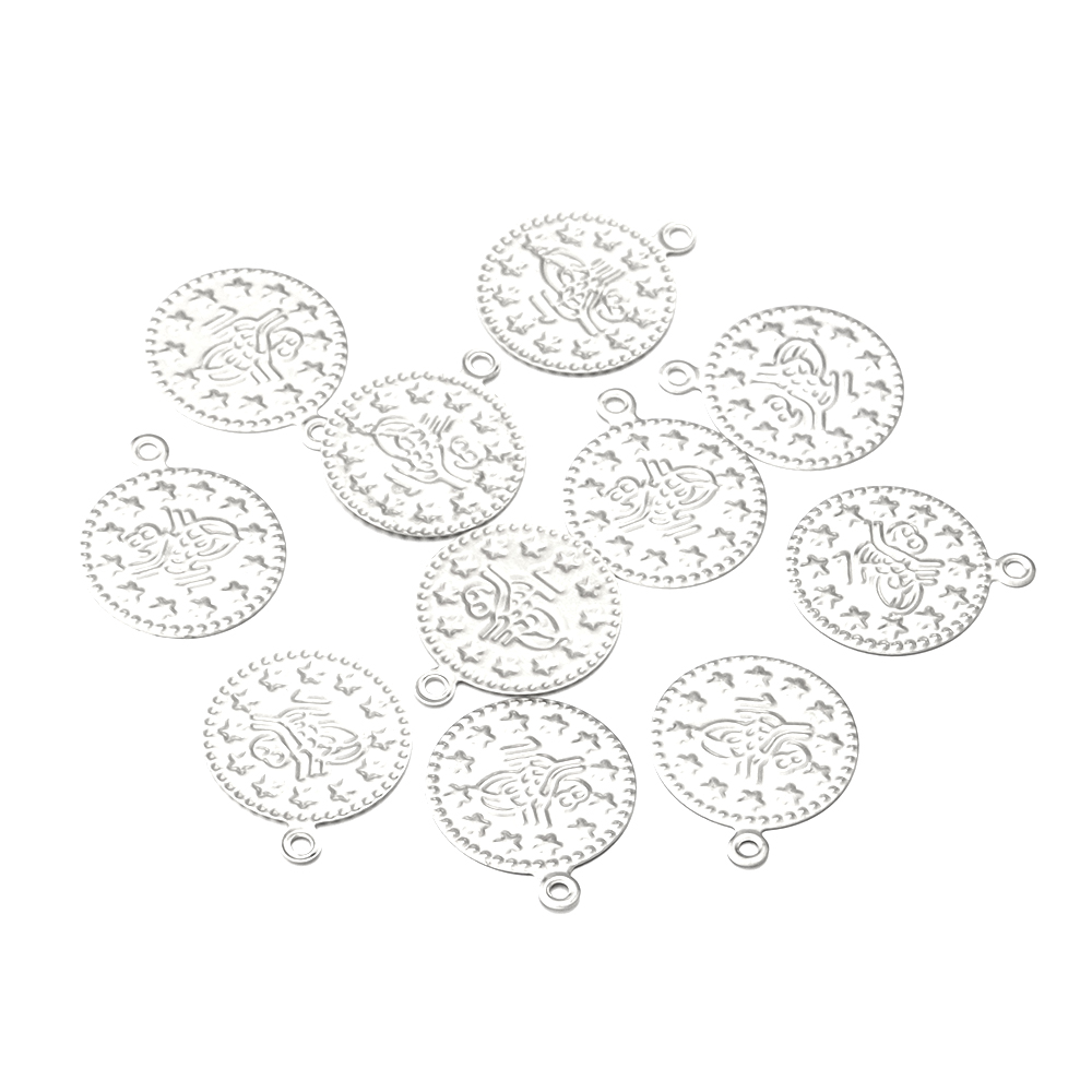 50/100 pçs 15/20mm turquia vintage folha de ferro pingente redondo para fazer jóias diy encantos colar brincos acessórios: 14mm / Preto