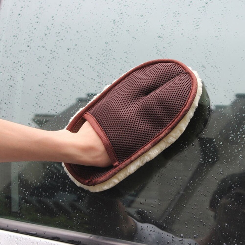 Jetting Auto Venster Schoonmaakdoekje Wol Handschoen Wassen Schoonmaakproducten Voor Auto Accessoires Microfiber Wasstraat Beige Kleur