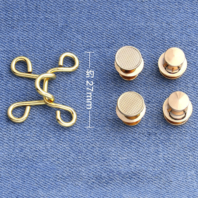 Bouton de Rivet amovible en métal, crochets à vêtement, jean, réglage de la taille, boucle Invisible, bricolage, 27mm 32mm: gold 27mm
