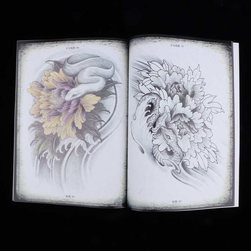 MagiDeal China Style Traditional Drawing Tattoos Flash Reference Book