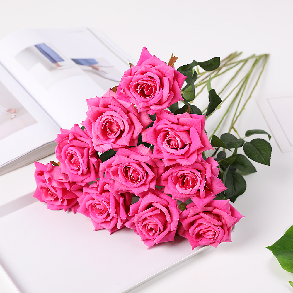 10 pc/ set 50 cm champagne ros blommor bunt röda rosor konstgjord blombukett bröllop bord dekor heminredning