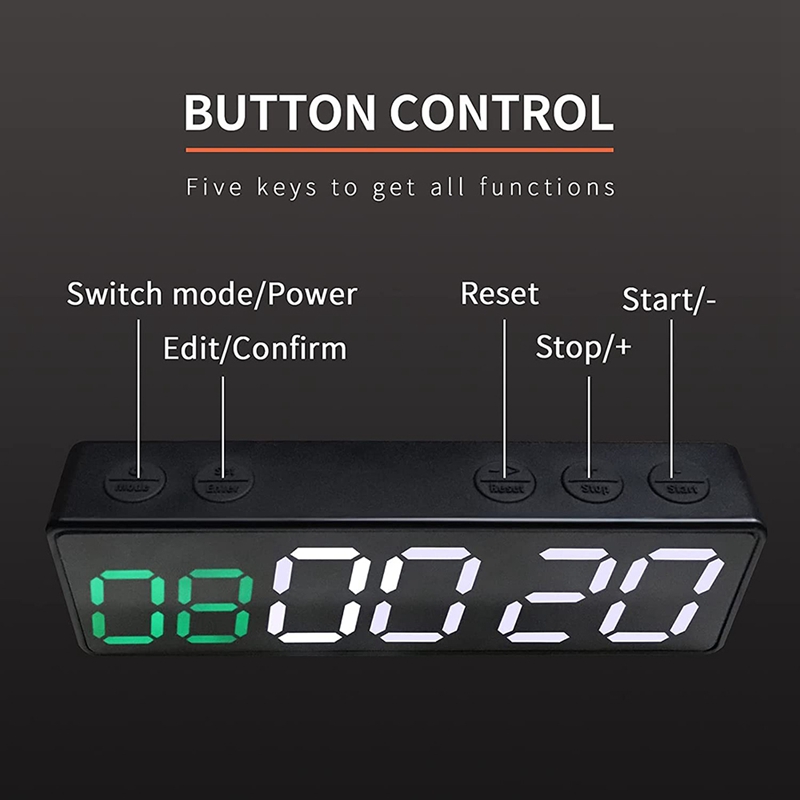 Mini Gym Timer Clock, Magnetic LED Interval Timer, Long Stand-By Battery Powered Gym Wall Clock