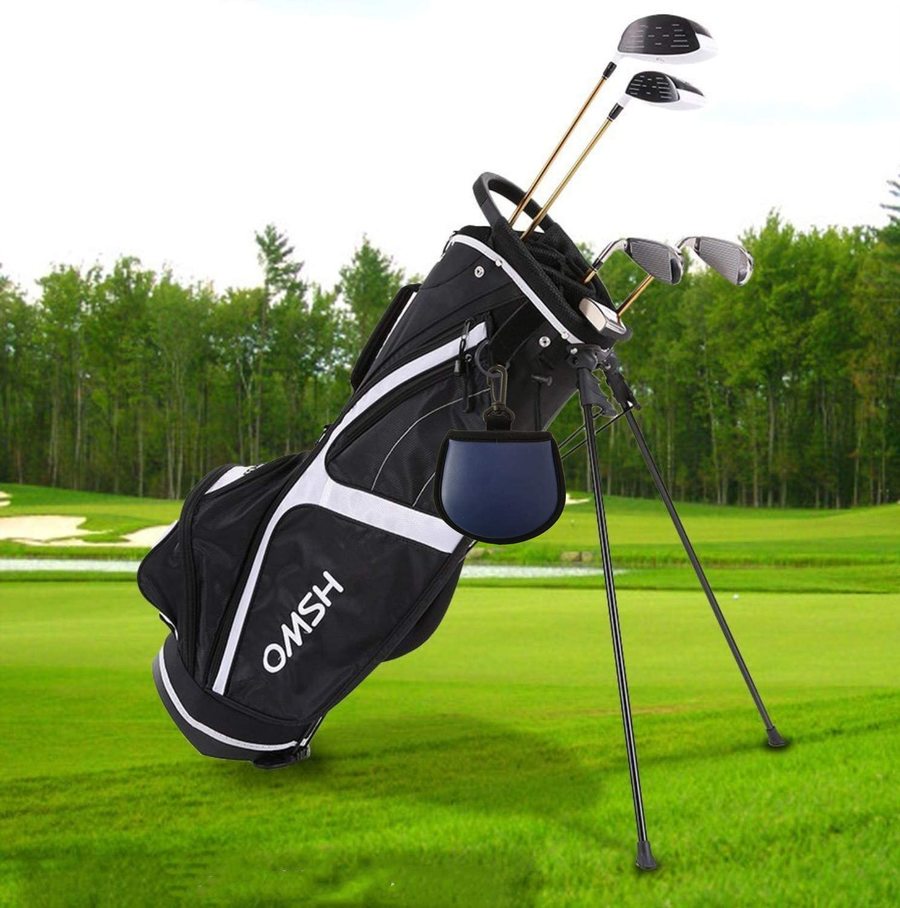 Nowy projekt piłka golfowa odkurzacz torba typu worek z klipsem Pu skóra czyszczenia kieszeni podkładka czarny granatowy