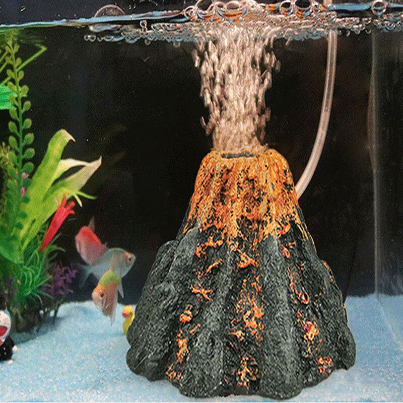 Resin Volcano Decoration Fish Tank Landscaping Ornamental Rockery Simulation Volcano Fish Tank Decorative Home Decor