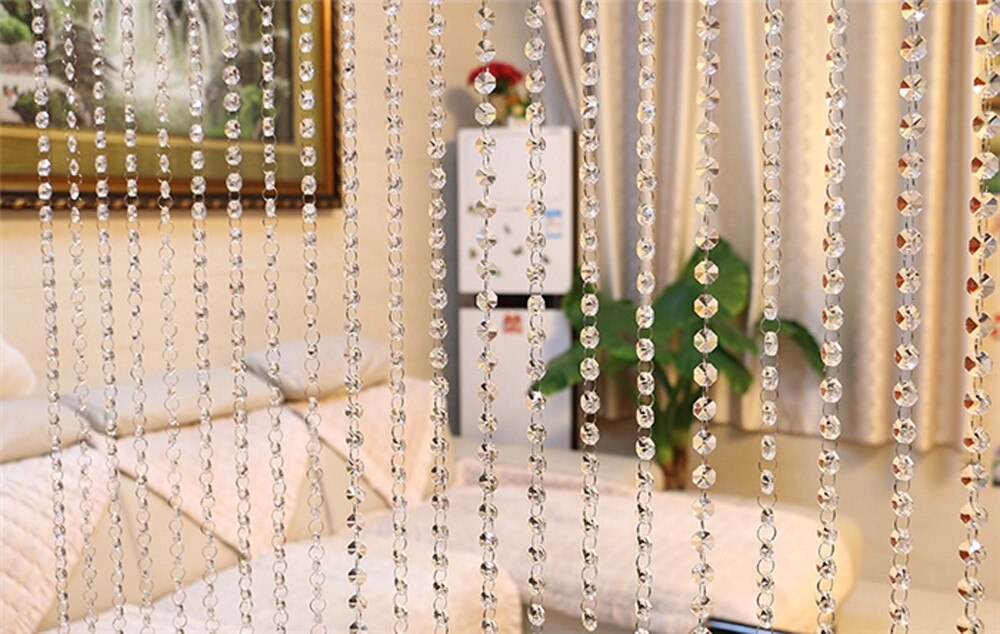 Hjems indretning gardin krystalglas perleforhænget luksus stue soveværelse vindue dør bryllup indretning 6 juli