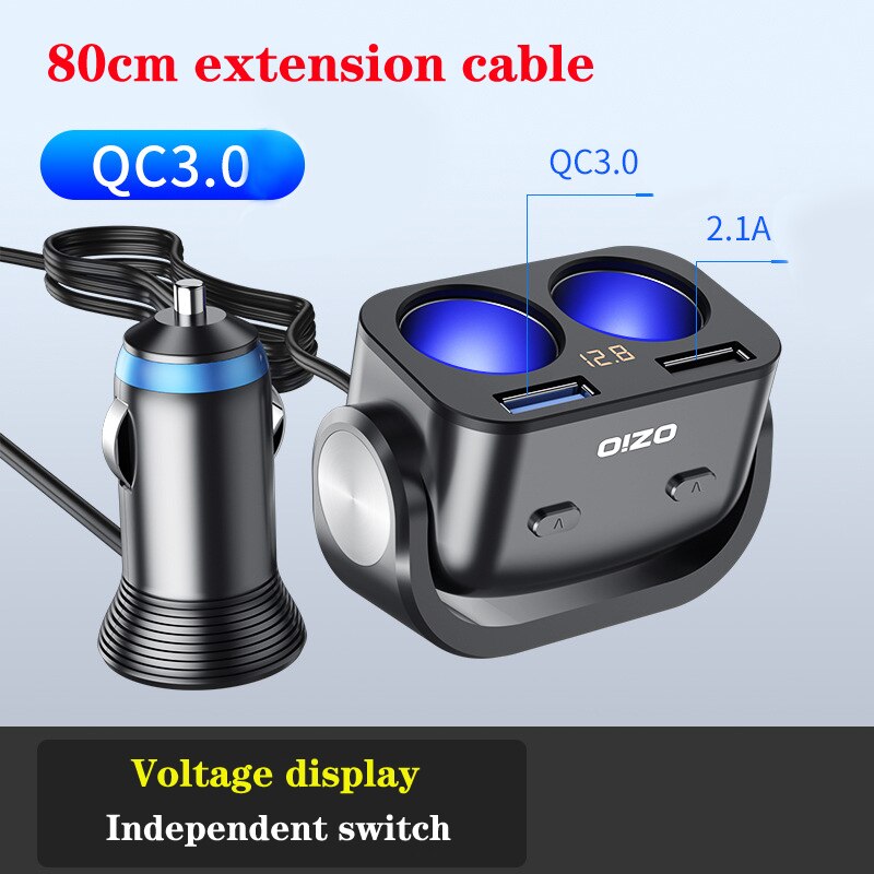 QC3.0 Autolader 12V 24V Auto Sigarettenaansteker Splitter Voor Mobiele Telefoon Snel Opladen Dual Usb Sockets accessorices
