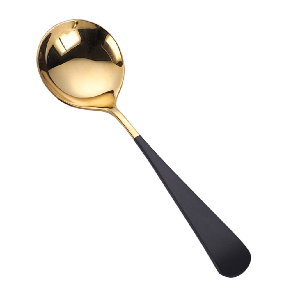 3pcs Silver 304 Stainless Steel Spoon Dessert Serving Spoon Tableware Round Spoon for Home Restaurant