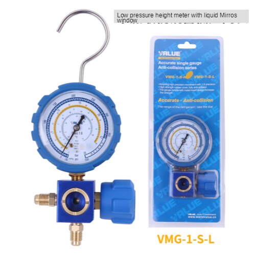 VALUE VMG-1 High and Low Pressure Single Meter Valve Refrigerant Pressure Gauge Refrigerant Fluoride Meter hvac tools: Purple