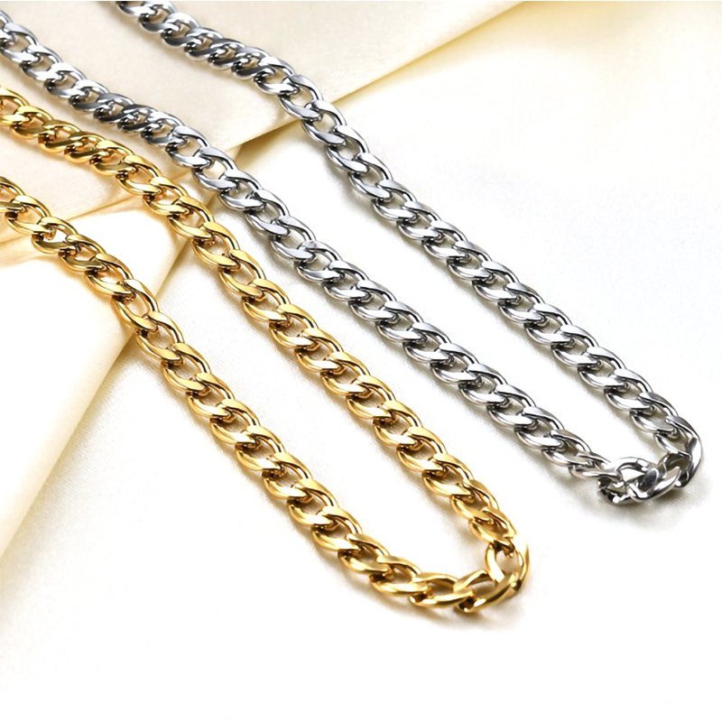 Vrouwen Mannen Ketting Rvs Zwarte Goud Kleur Curb Cubaanse Link Nk Ketting Zilveren Kleur Basic Punk Mannelijke Choker sieraden