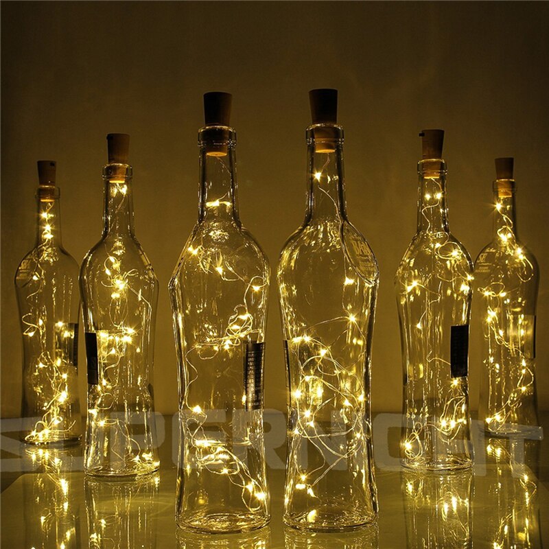 Cadena de luces con tapón de botella , 20 2m led con forma de corcho para decoración de botellas de vino para fiesta navideña.