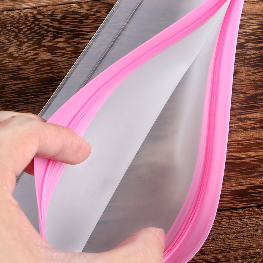 1pc doorschijnende siliconen zakjes voor het bewaren van verse levensmiddelen, lekvrije melk en fruitcontainers, herbruikbare, afgesloten staande zakken met ritssluiting