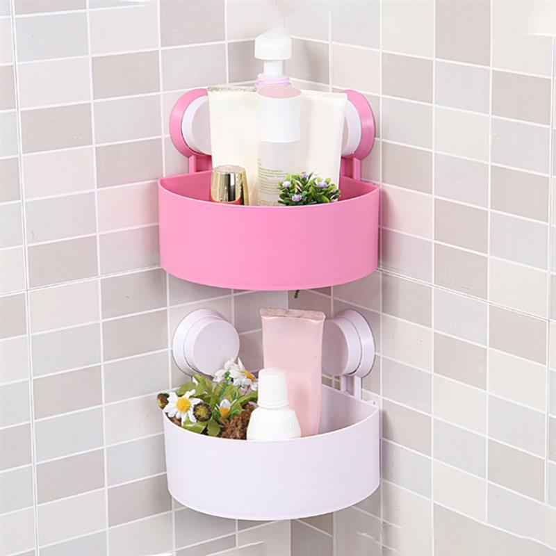Ventosa-repisa de drenaje de esquina de baño, estante de almacenamiento de plástico, estante Triangular montado en la pared, organizador robusto, estante de Ducha