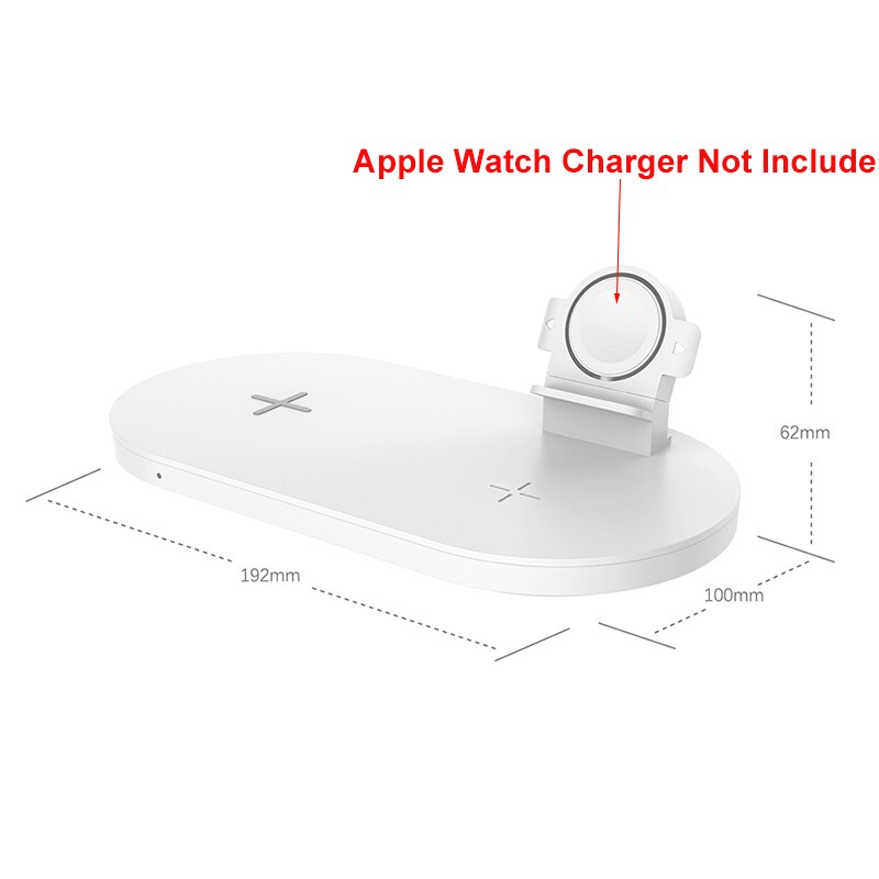 10W QI 3 in 1 Caricatore Senza Fili per Iphone 11 pro Iphone X Senza Fili di Ricarica molo per Airpods pro caricabatterie Supporto per Mela Orologio: bianca