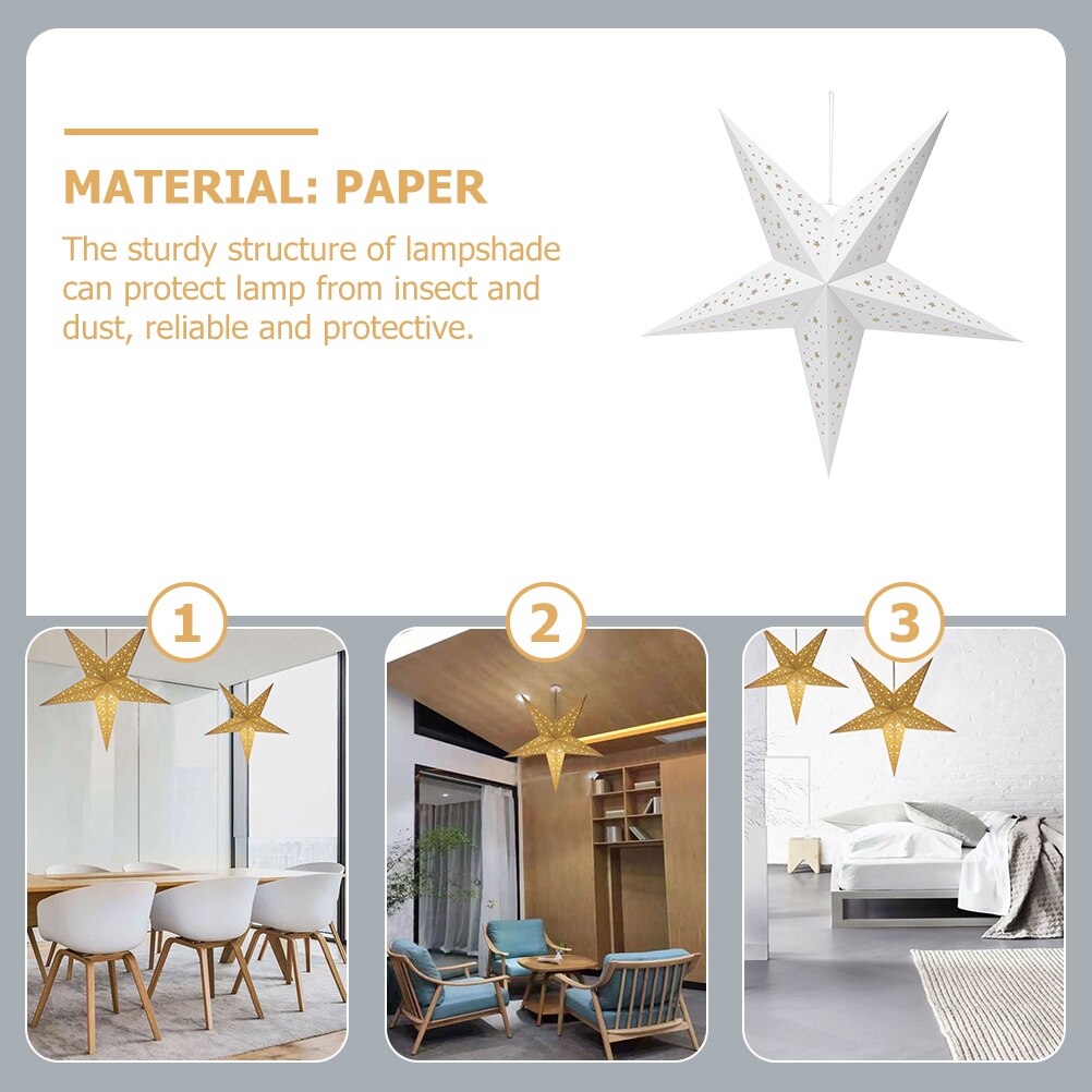 Star Shaped Lampshade, Paper Chandelier Cover Light Shade for Home