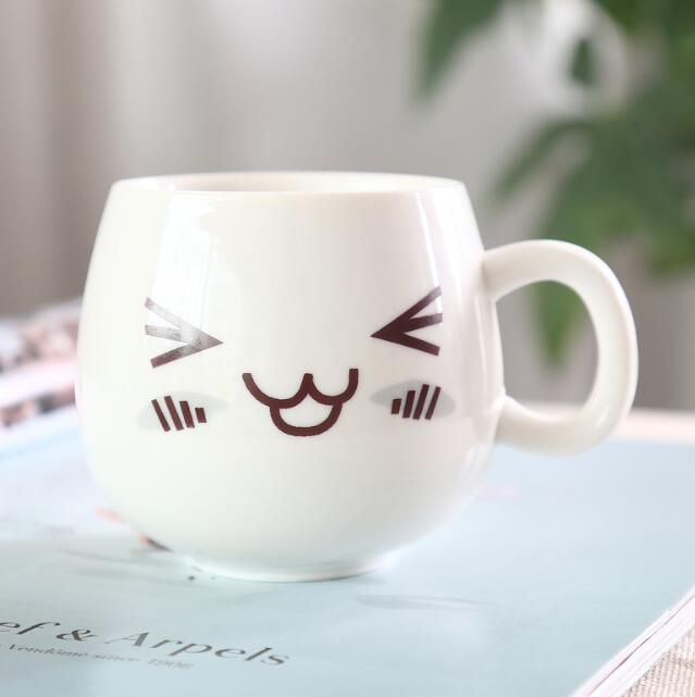 320ml Fun Cute Face Mugs White Pottery Ceramic Cup Tea Coffee Milk Mug With Handle: Style 7