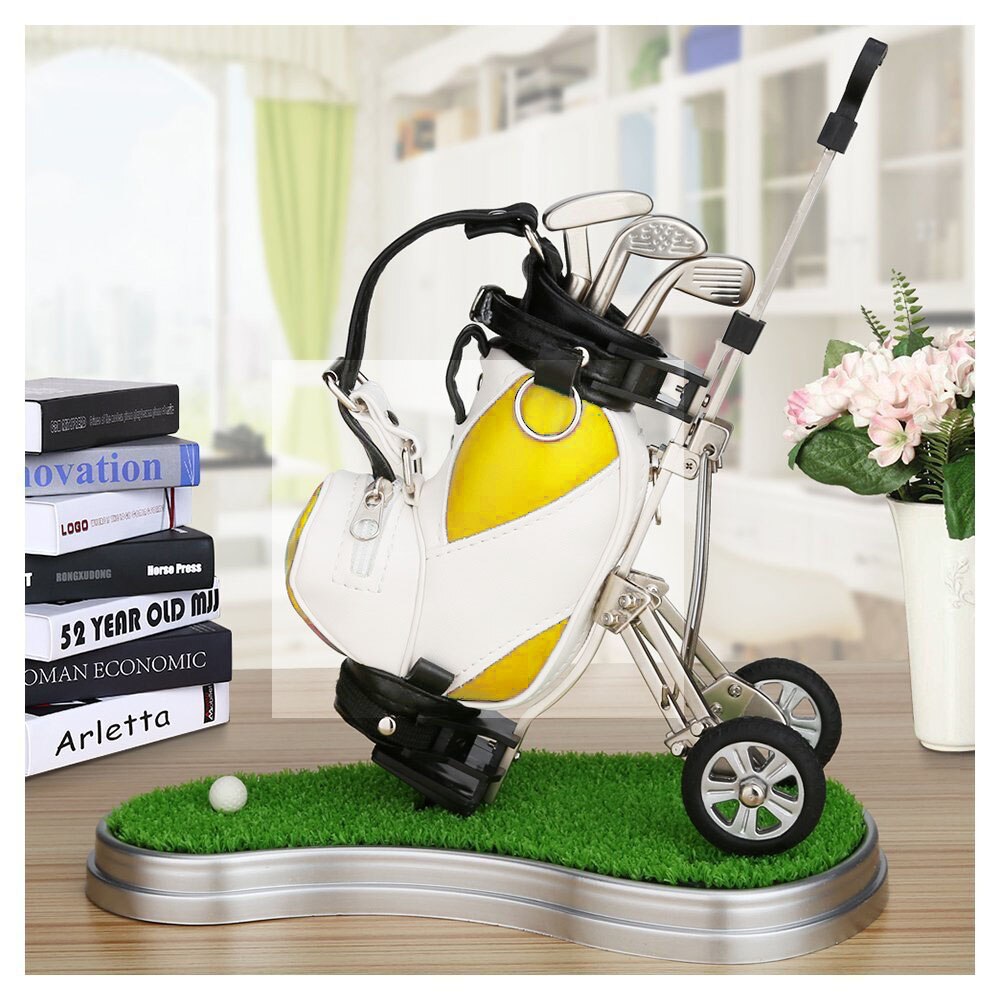 CRESTGOLF Golf Car Contains 3 Parts of Aluminum Pen Golf Bag Penholder Golf Souvenir Golf Car Accessories