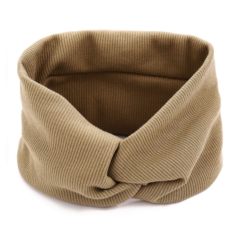 élastique noeud bandeaux sueur absorbant solide couleur bandeau pour femmes fille bébé coton croix cheveux accessoires: Beige