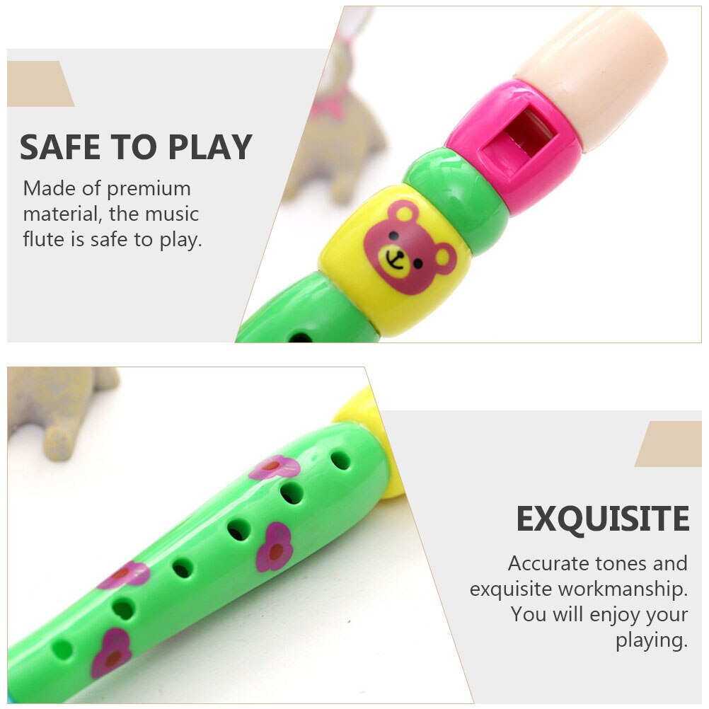 Flauta educativa de dibujos animados para niños, 3 piezas, patrón aleatorio