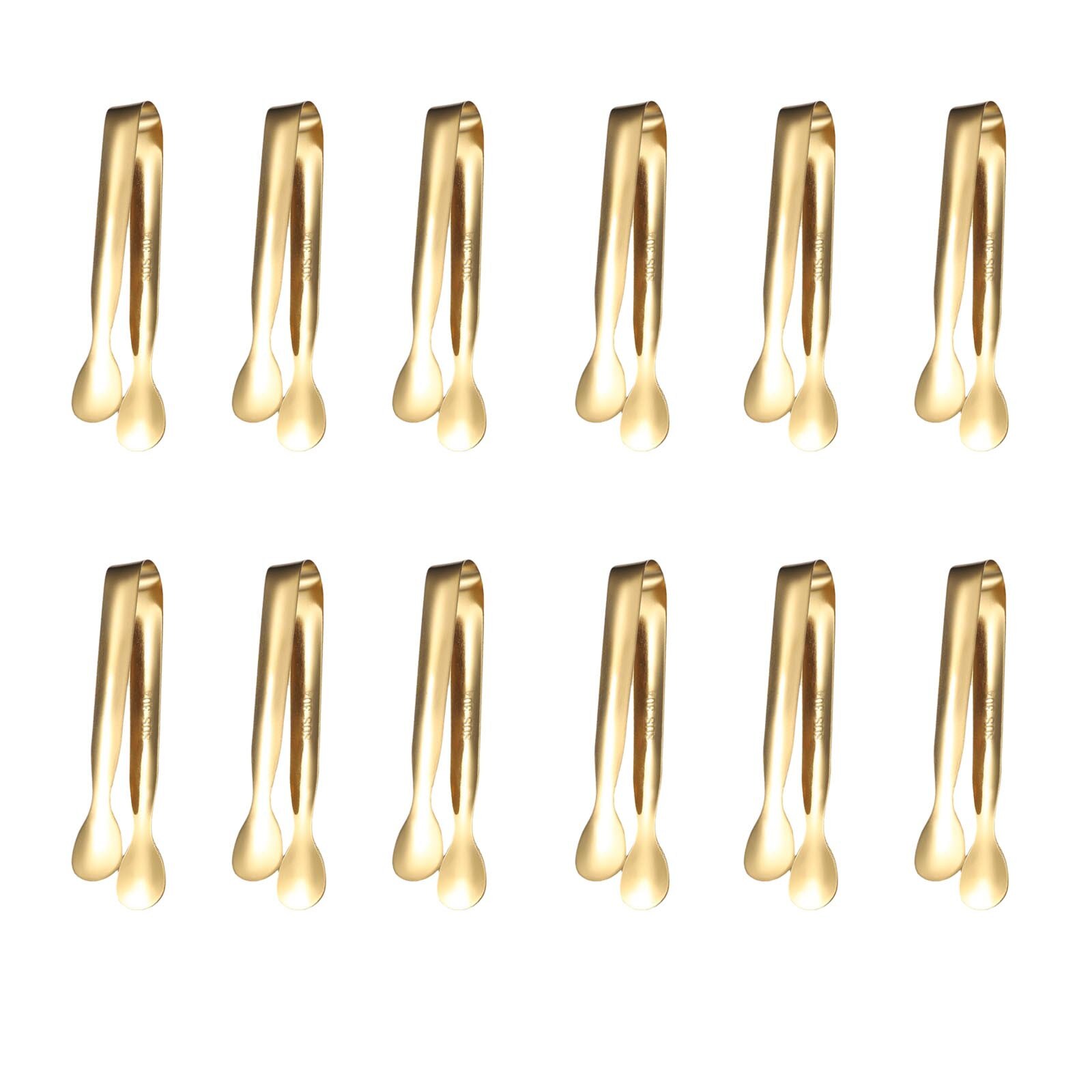12Pcs Multicolored Mini Sugar Clips Small Ice Tongs Ice Clips Kitchen Tools For Tea Coffee Bar Kitchen Barbecue BBQ Clip: Gold