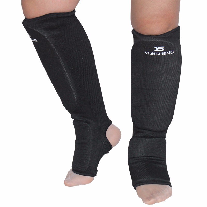 Unge/voksne børn mma boksning skinnebensbeskyttere vrist kickboksning ankelstøtteudstyr karatebeskyttere sanda muay thai leggings deo: Er sort / Xl