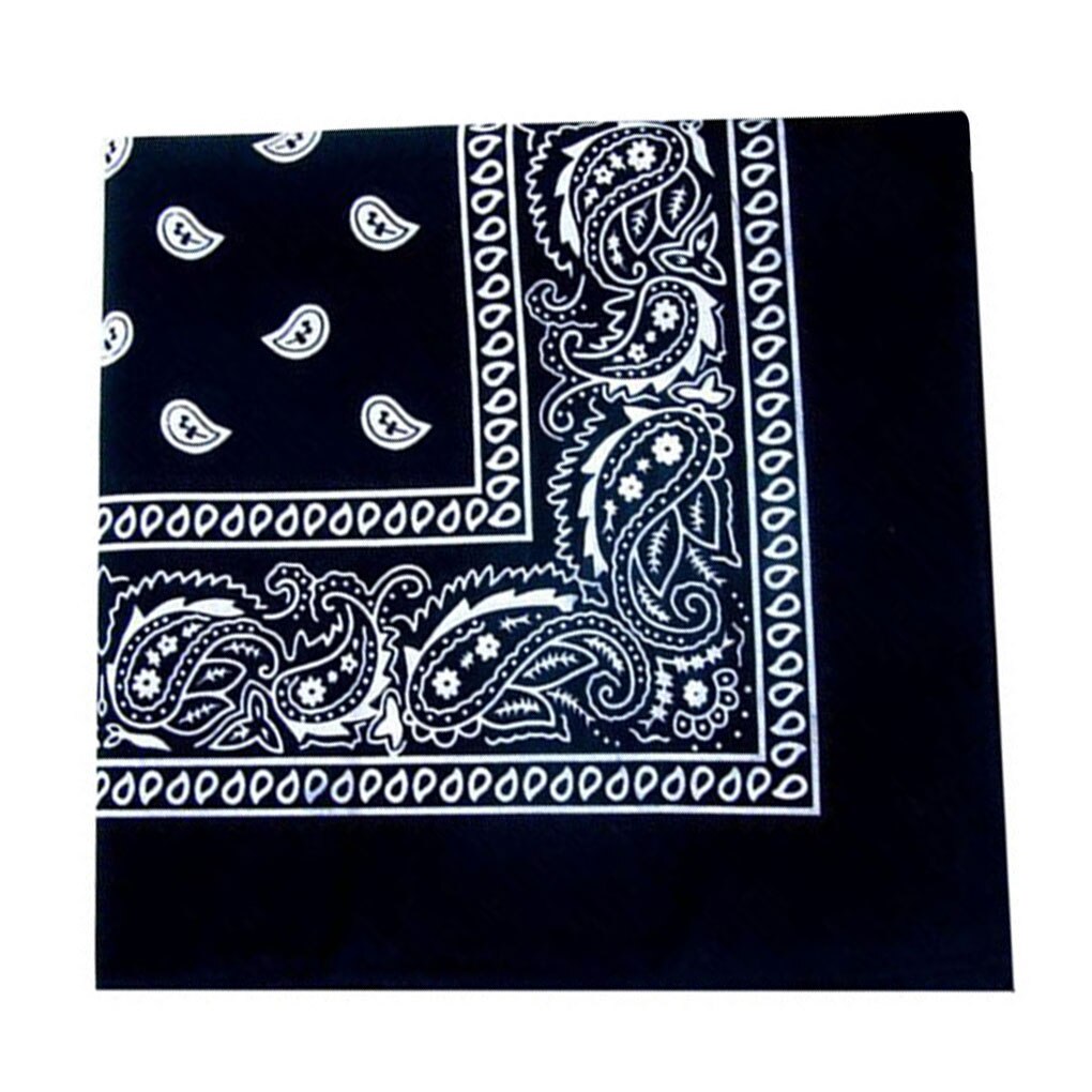 Hip Hop hommes femmes Bandana chapeau de sport Paisley Bandana poignet bandeau Double face foulard foulard chapeaux: Black