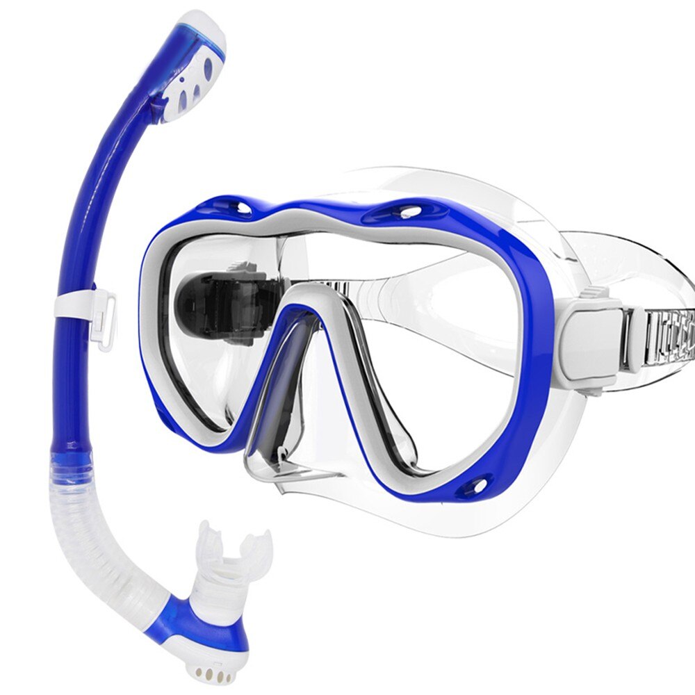 Diving Mask and Snorkel Set - Full Dry Tube - Hard Glass Lens - Swimming Gear: Yellow
