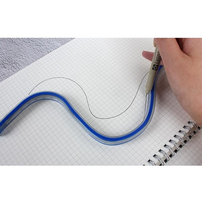 Bendable Curved Ruler Plastic Flexible Curve Ruler Easy to Read for Engineering Drawing Tailor Sewing Draphics