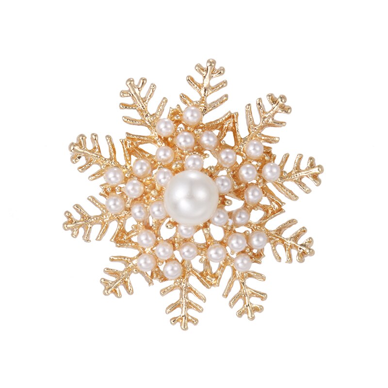 Baiduqiandu gesimuleerde parel sneeuwvlok broche pins voor vrouwen in goud of zilver kleur xd8856: Goud-kleur