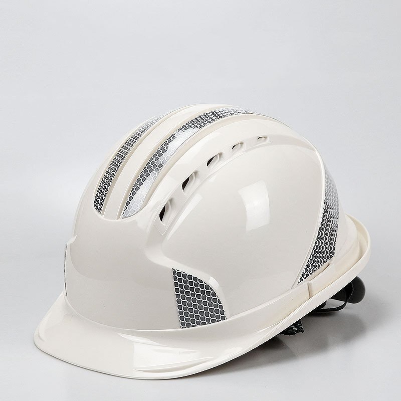 Reflective Safety Helmet Breathable ABS Construction Site Factory Electrically Insulated Anti Smash Labor Protect Safety Helmet: white