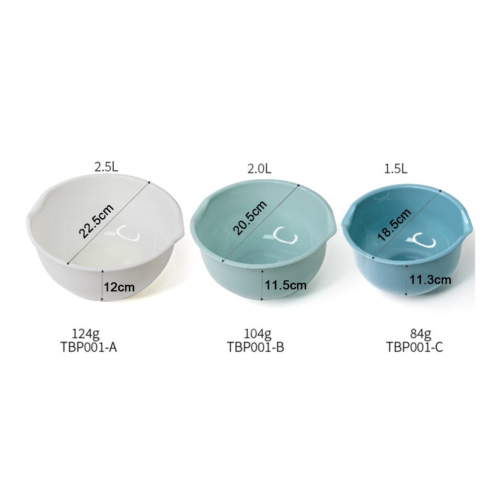 3 pçs tigela de mistura conjunto tigela de salada de plástico para macarrão arroz vegetal frutas sopa recipiente de alimentos tigelas de mistura utensílios de mesa domésticos