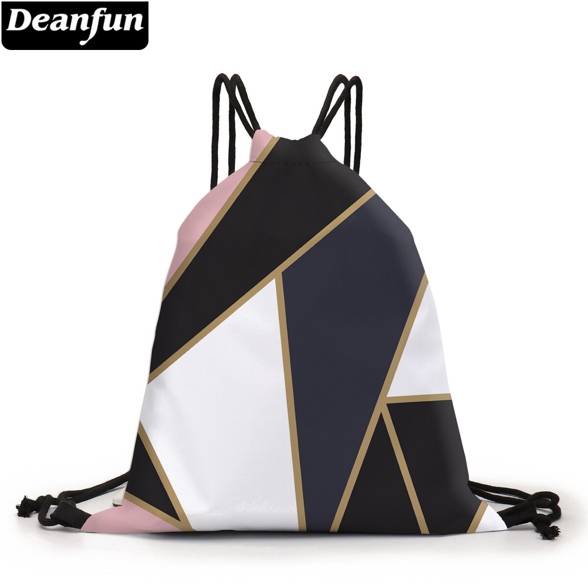 Deanfun Drawstring Bag Marbling Geometric Pattern Sports Bag Women Beach Bag 60337