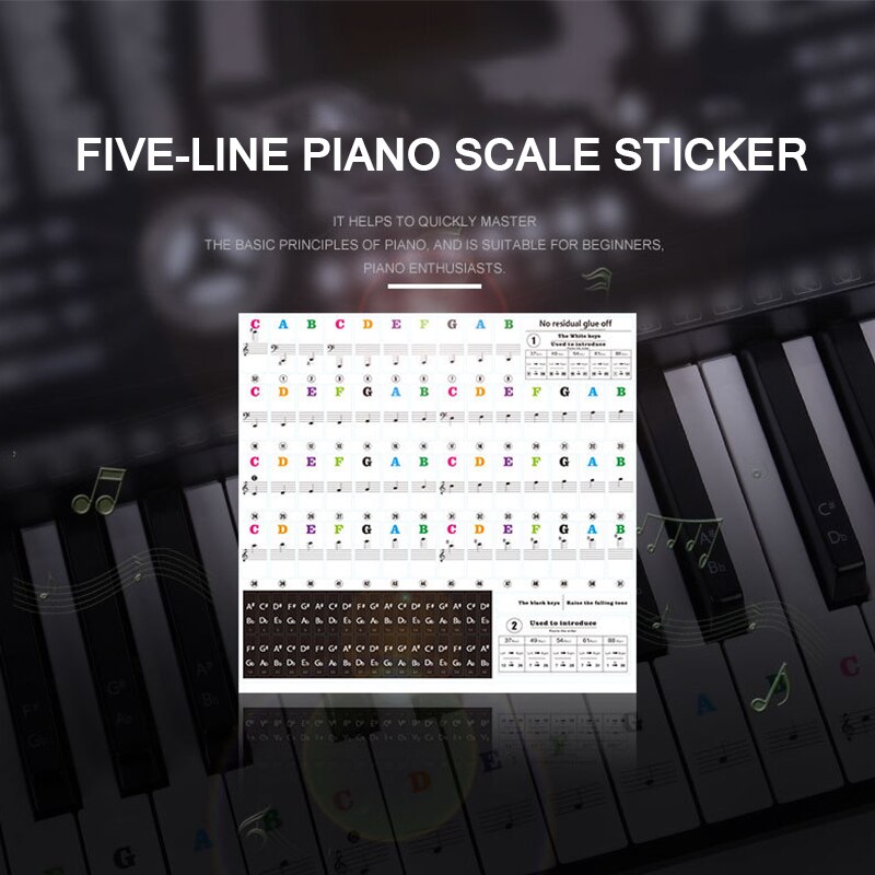 Piano Sticker Transparent Stickers Trackless Keyboard Sticker Electronic Piano Label Convenient Learn Training Equipment Label