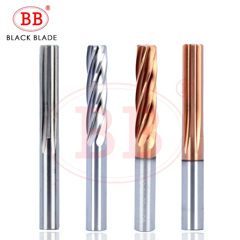 Bb hårdmetallmaskin brotschbelagd rak räffling  h7 tolerans chucking härdat stål metallfräs 6 räfflor cnc 6 ~ 20mm