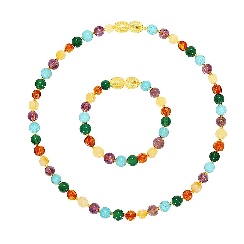 freundlicher Bunte Natürliche Bernstein Stein Perlen Armbinde Halskette Handgemachten Schmuck Armbinde Halskette Handgemachten Schmuck Necklac: Halskette Armband