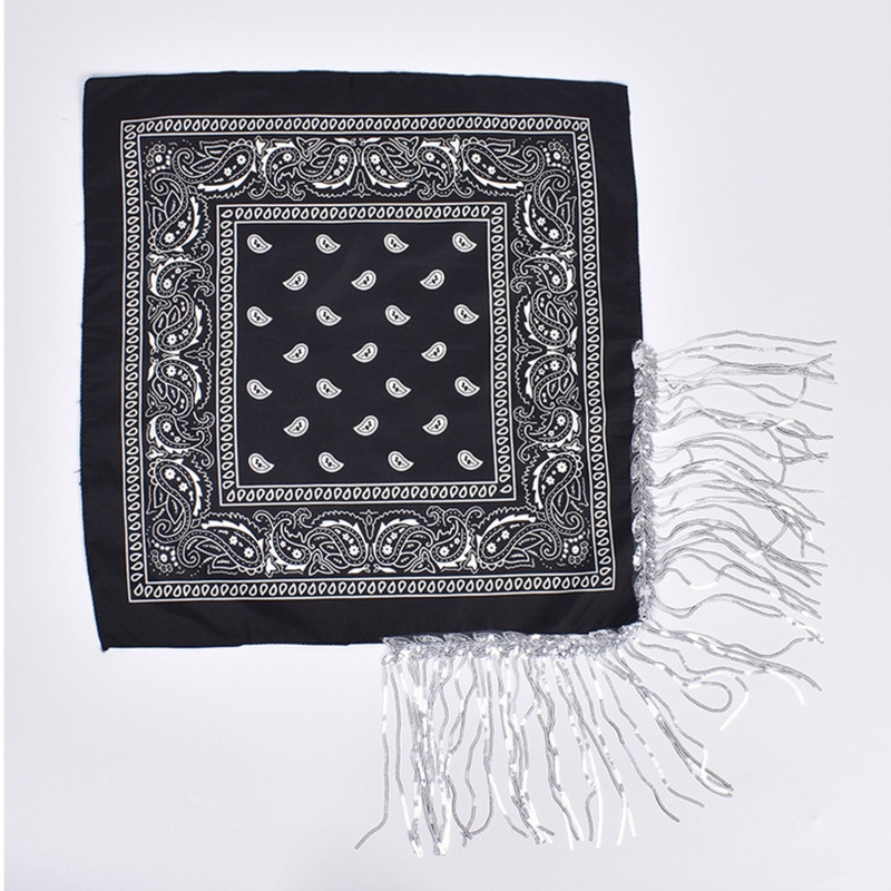 Cowgirl Bandanas Sequin Women Bachelorette Bandanas Tassel Trim Head Scarf Cowgirl Fringe Bandanas Neckerchief Bandanas