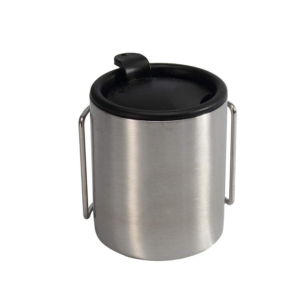 Outdoor Portable Camping Coffee Cup Double Stainless Steel Cup Folding Handle: 200ML