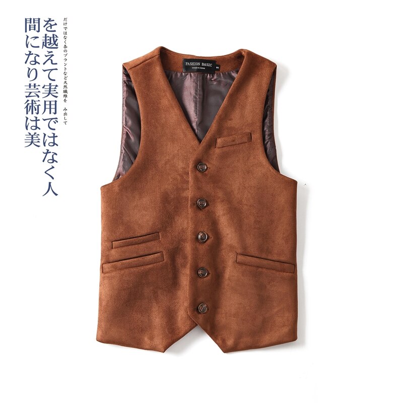 Eksklusiv forår, efterår og vinter ruskind kaffe mørkeblå vest herrevest veste i britisk stil tweed vest herre
