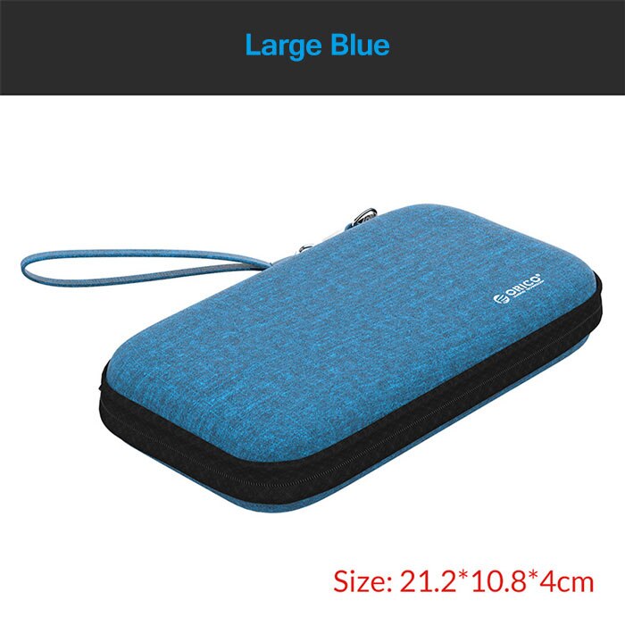 ORICO-Bolsa de protección para HDD de 2,5 pulgadas, almacenamiento externo, Banco de energía, USB, Cable de disco duro, auriculares, bolsa multifunción: Large Blue