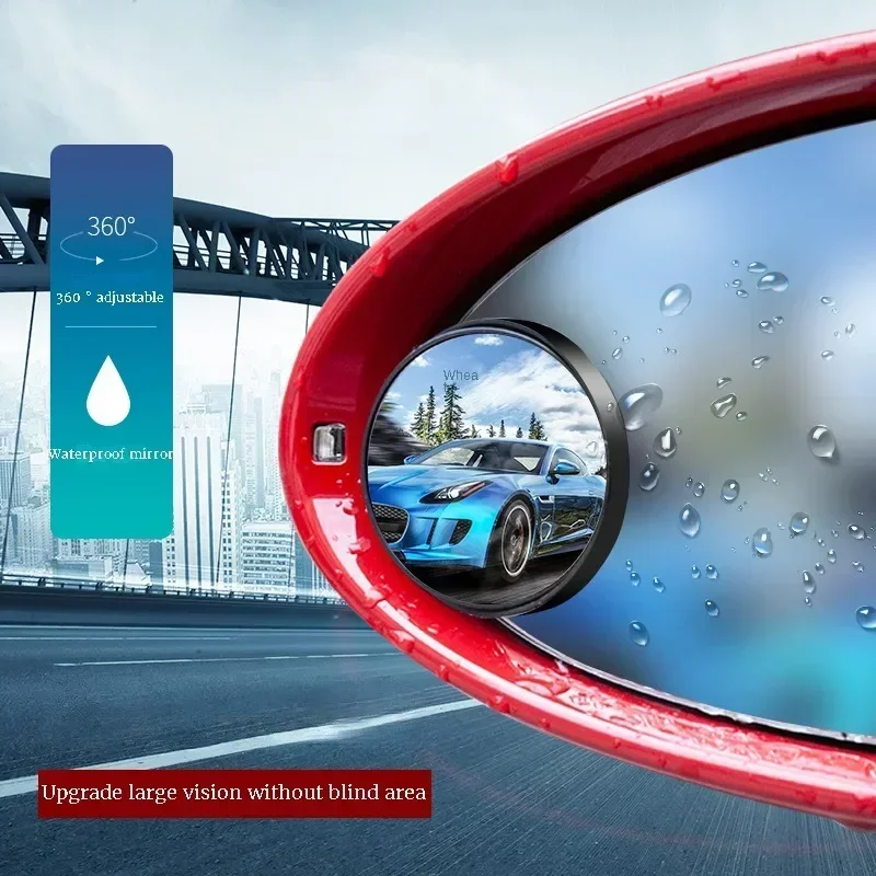 Espejo de punto ciego ajustable de 360 grados, espejo retrovisor convexo auxiliar para coche, marco redondo, espejos gran angular para marcha atrás, 2 uds.