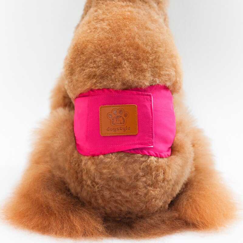 Dog Diaper Washable Durable Physiological Pants Diapers Soft Leak-proof Pants Magic Stickers Shorts Solid For Dogs Pet Underwear: Pink / M
