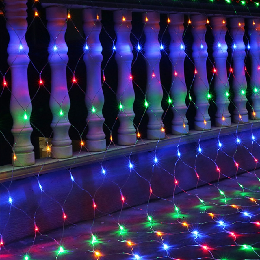 BEIAIDI 2x2M 3x2M 6x4M LED Net Mesh Fee String Licht Girlande fenster Vorhang Weihnachten Fee Licht Hochzeit Party Licht