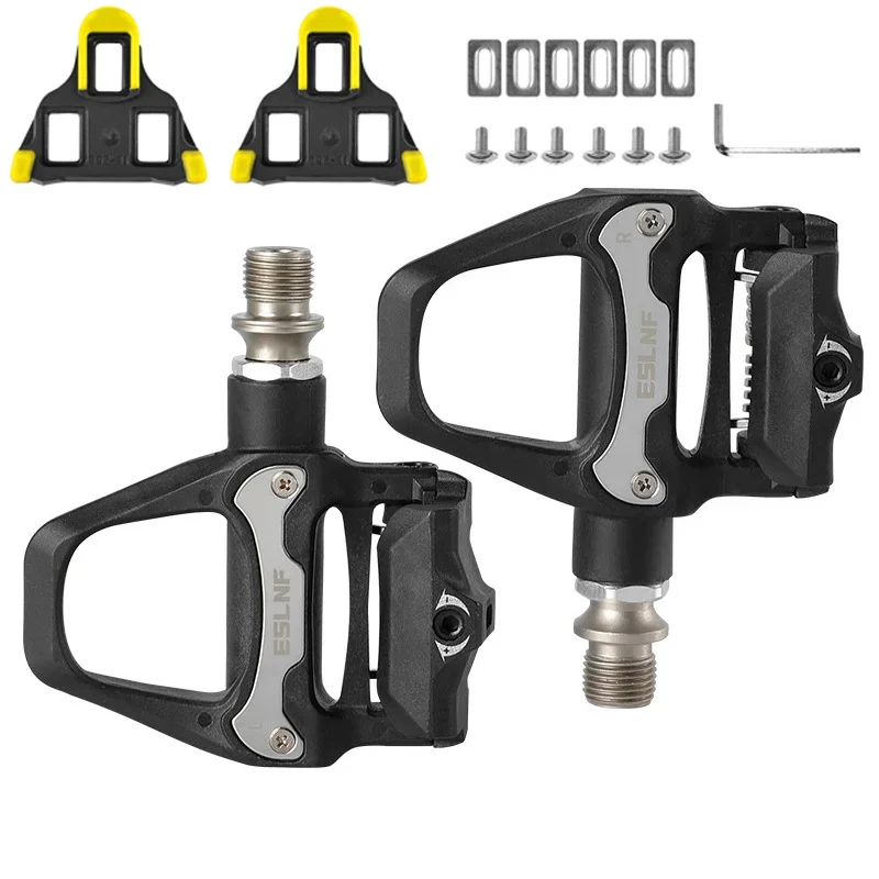 Pedales de bicicleta de carretera de nailon con sistema SPD-SL, pedales automáticos con tacos, accesorios de ciclismo duraderos para bicicletas de carretera: YELLOW