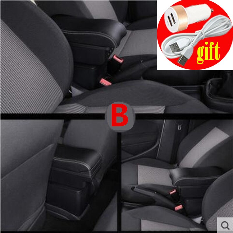Leather Car Armrest Stroage Box for Chevrolet Spark Interior Parts Center Console Armrest: B style gray